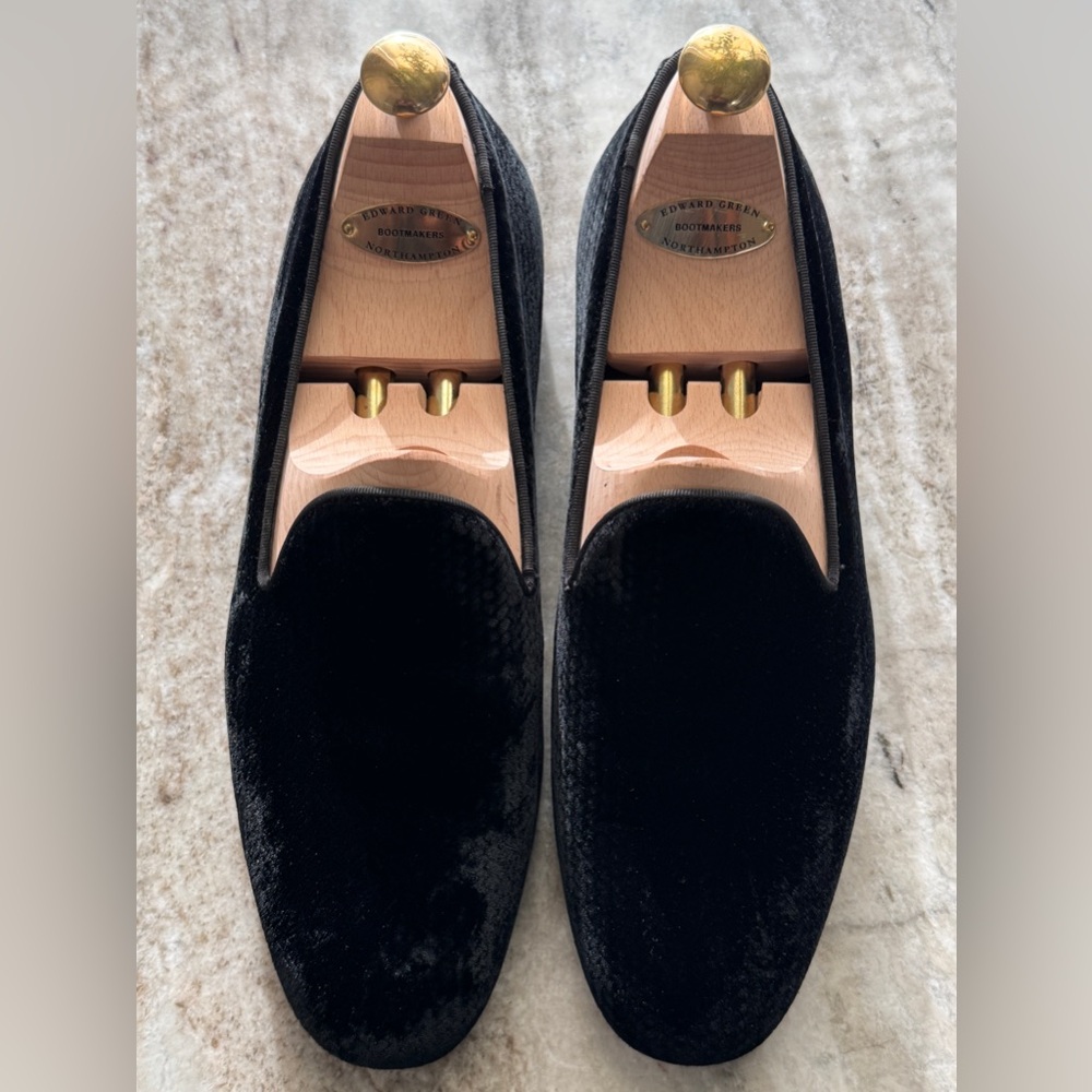 GIORGIO ARMANI Velvet Stubbs Formal Slipper Loafer 9.5/10.5 US Wootton Black Tux